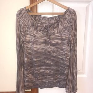 Language Long Sleeve tie front Top